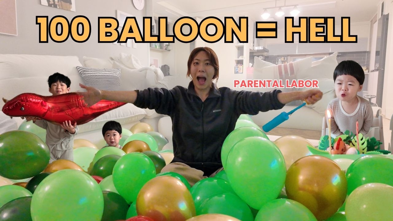 100 Balloons… A “Normal” Birthday Is This Hard | Korean Family Birthday Prep