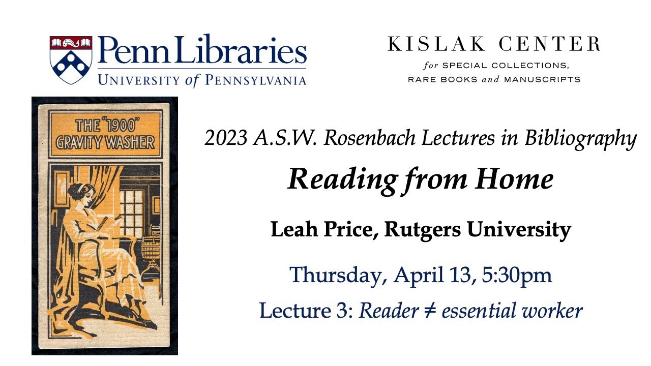 Leah Price, Reading from Home, Lecture 3, Inessential Reading