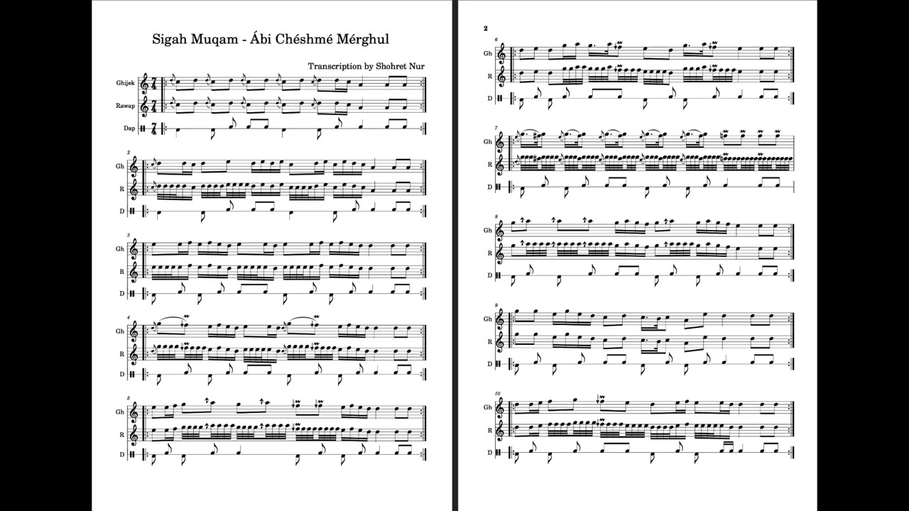 Sigah Muqam - Abi Cheshme Merghul - Transcription
