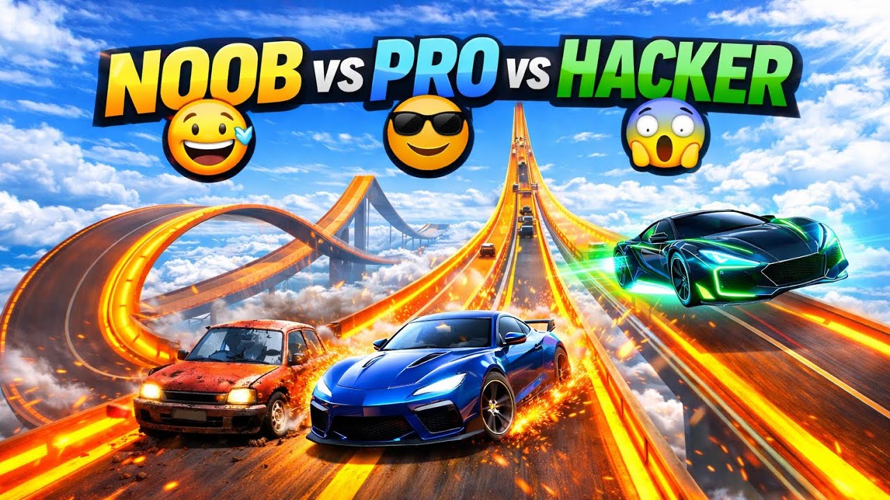 NOOB vs PRO vs HACKER Challenge | Car Master 3D Crazy Ramp Levels
