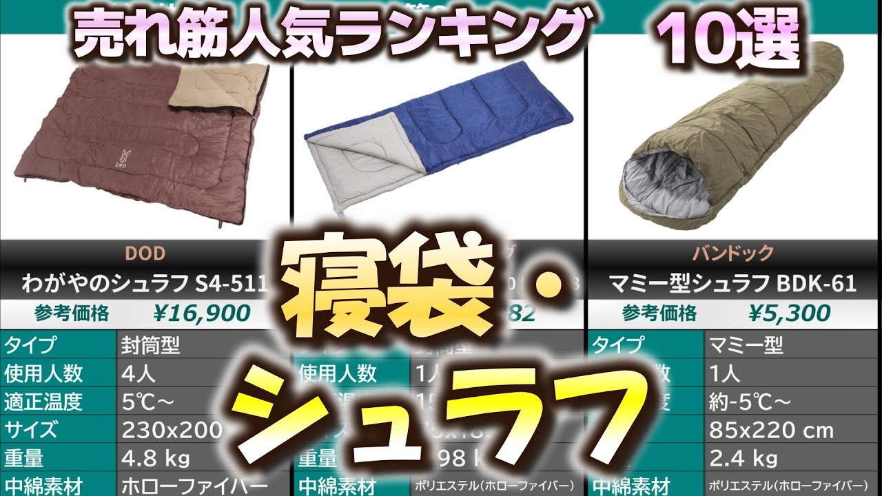 寝袋・シュラフ 売れ筋人気おすすめランキング10選【2024年】【封筒型/マミー型】