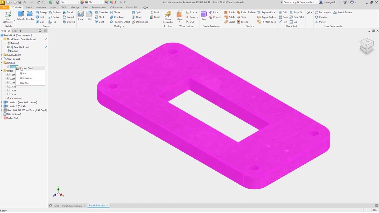 Inventor 2024 What's New - Finish feature