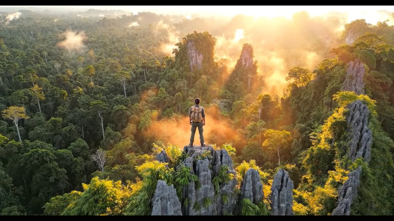 100-Day Solo Survival in Tropical Island, Climbing Karst Cliffs & Cooking Wild Palm Heart