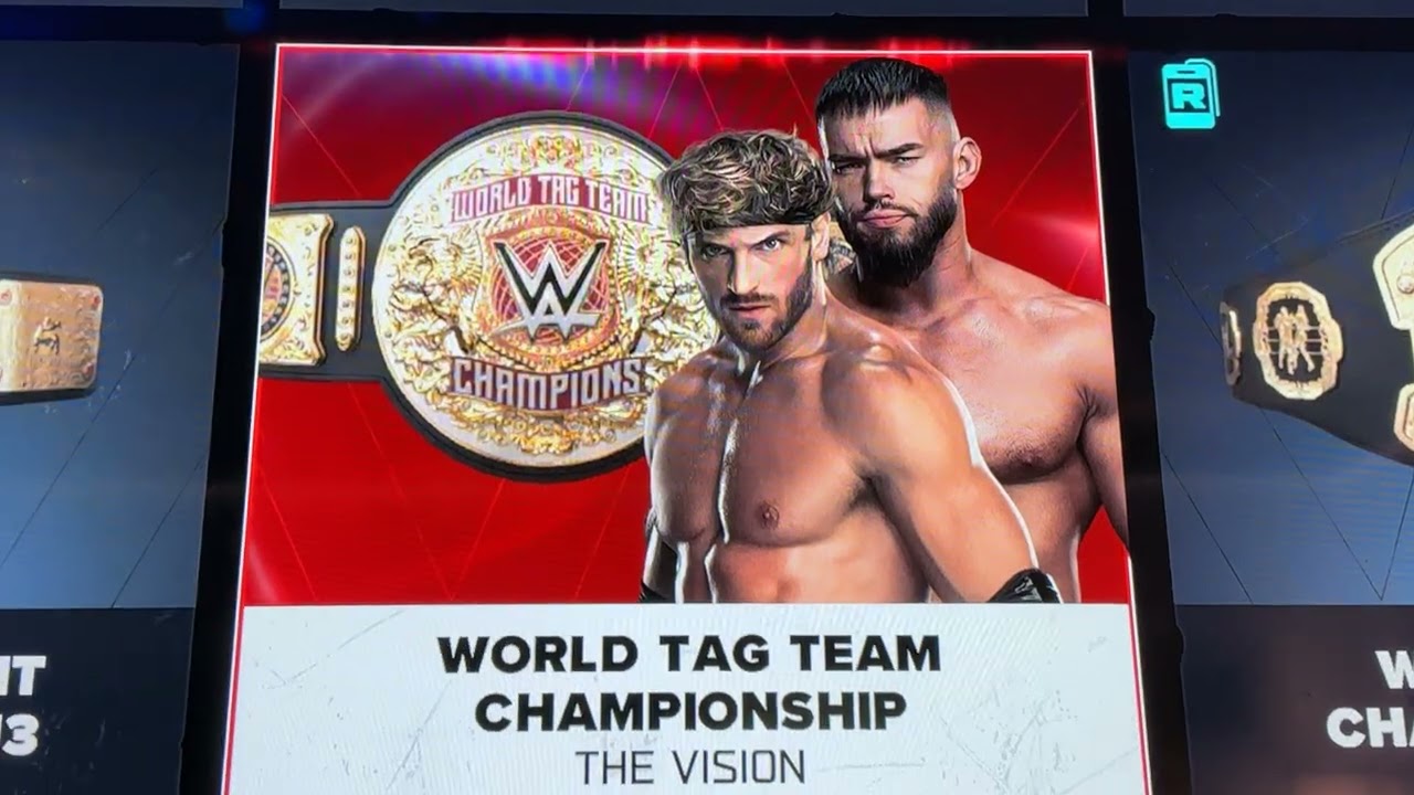 Logan Paul and Austin Theory The Vision ￼world tag team champions ￼ ￼￼