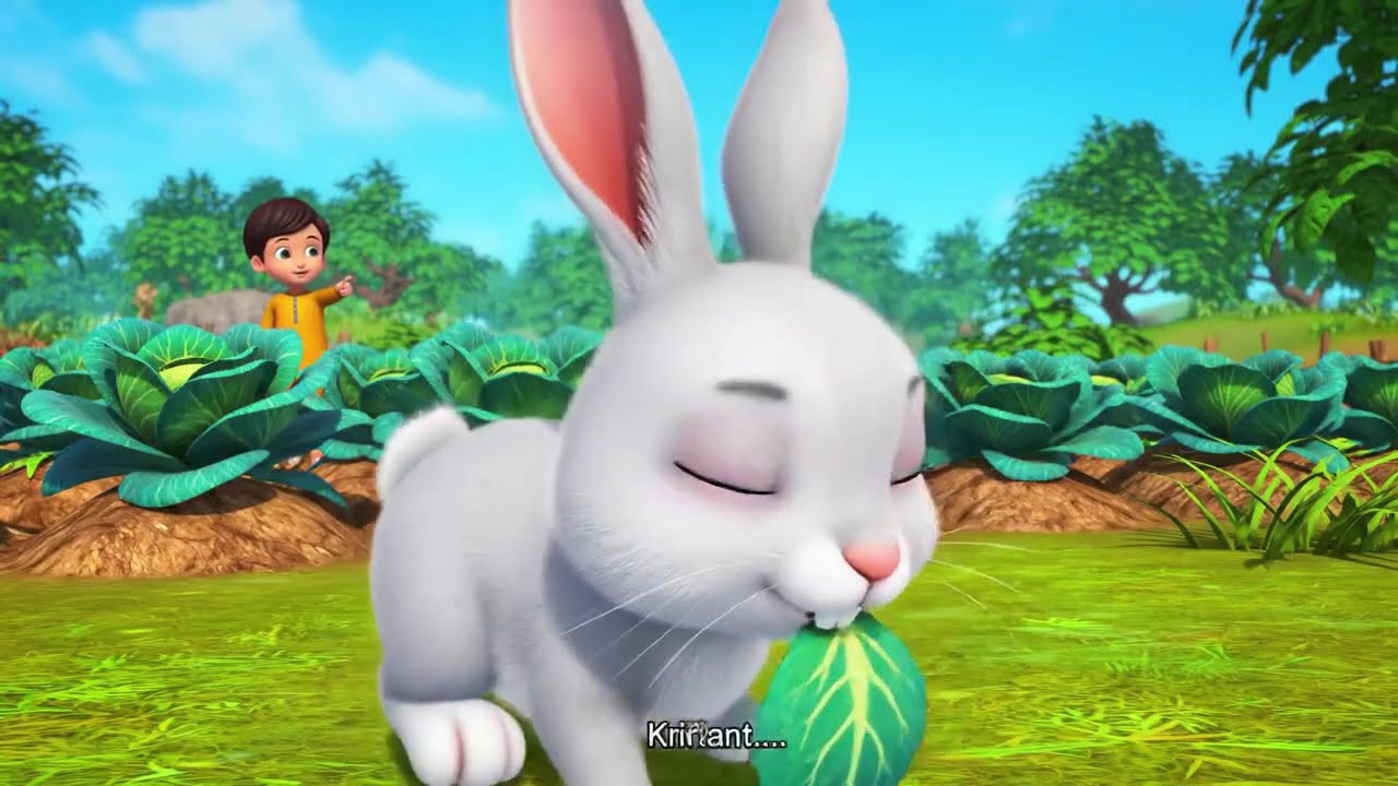 A beautiful white rabbit hops happily into a lush green farm,  🤣🤣🤣🤣❤️❤️❤️😢😢😢