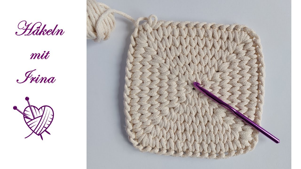 Quadrat (Viereck) ohne Löcher häkeln, Grundanleitung für Korb, Topfuntersetzer square crochet