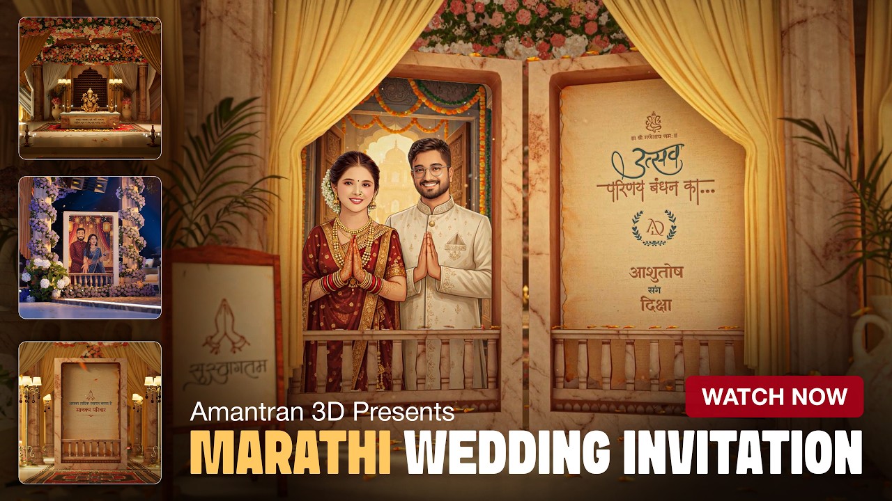 Marathi Wedding Invitation Video 2026 | 3D Cinematic Lagna Patrika | Royal Luxury Marathi Invite