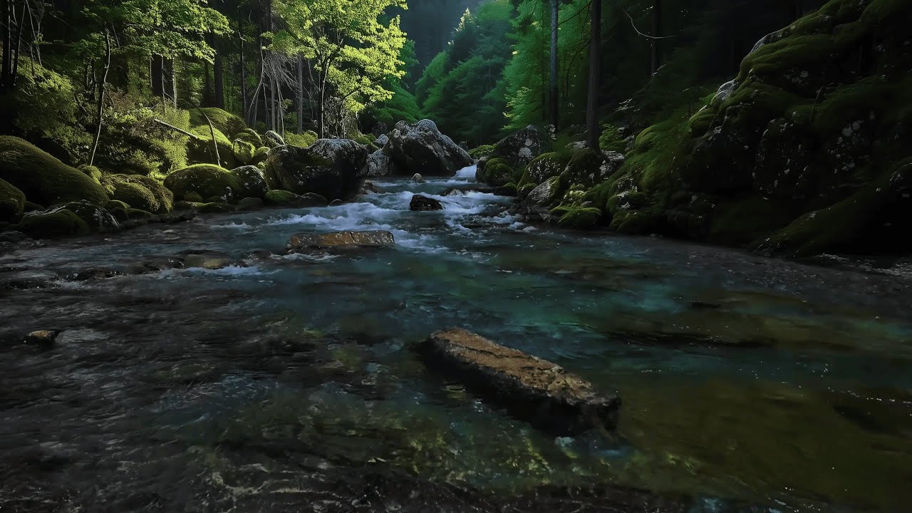 Peaceful Cozy River in the Deep Forest 🍃 Gentle Nature Sounds for Restful Nights