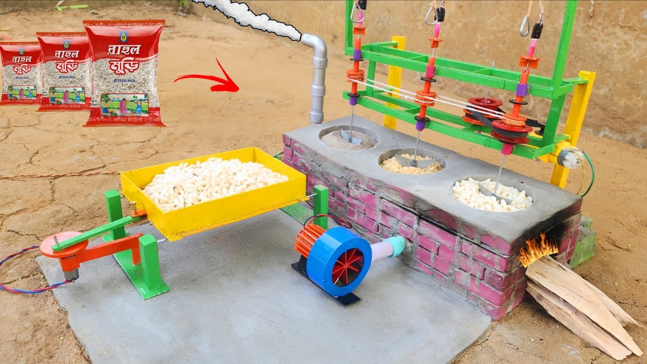 DIY Mini Rice Murmura/Muri Making Machine | Puffed Rice Making Process | Science Project
