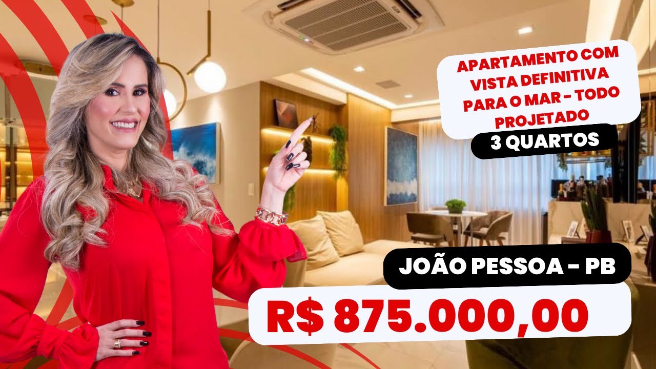 Apartamento com vista definitiva para o mar - TODO PROJETADO 3 quartos no bairro do Miramar
