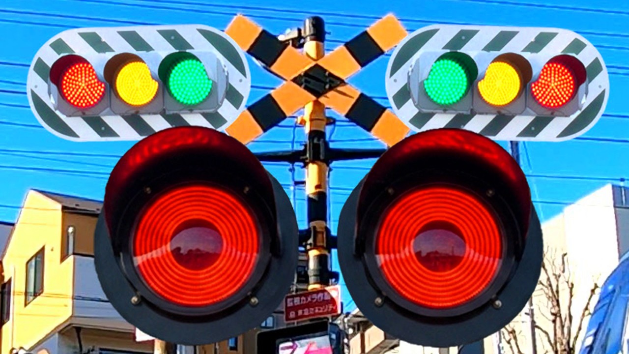 【電車】踏切動画【ふみきり 鉄道】train railway railroad level crossing ゼブラ信号踏切　池上線
