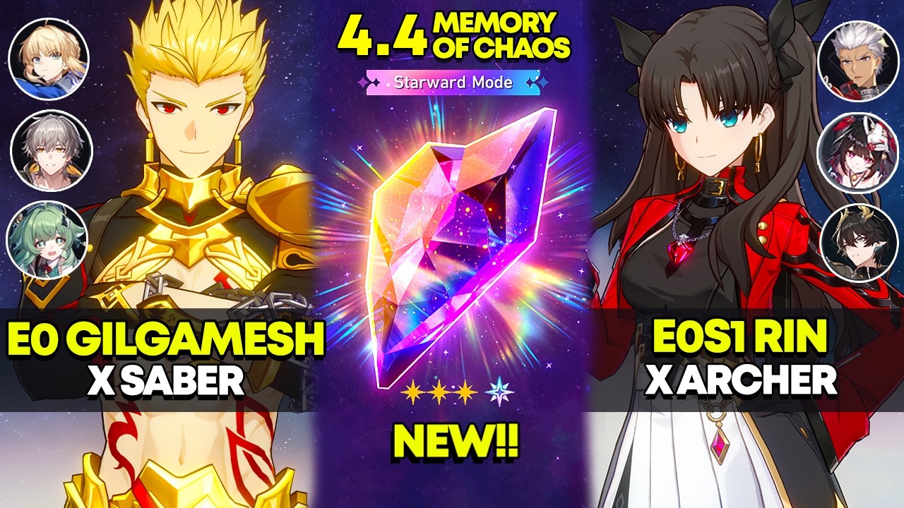 FATE COLLAB! E0 Gilgamesh x Saber & E0S1 Rin Tohsaka x Archer | Memory of Chaos 12 | HSR 4.4