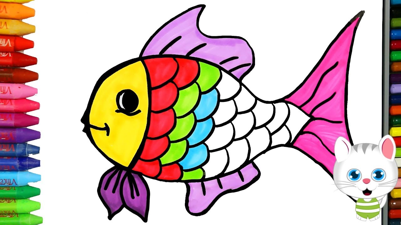 Cara menggambar ikan berwarna-warni dengan MiMi - Cara Menggambar dan Mewarnai TV Anak