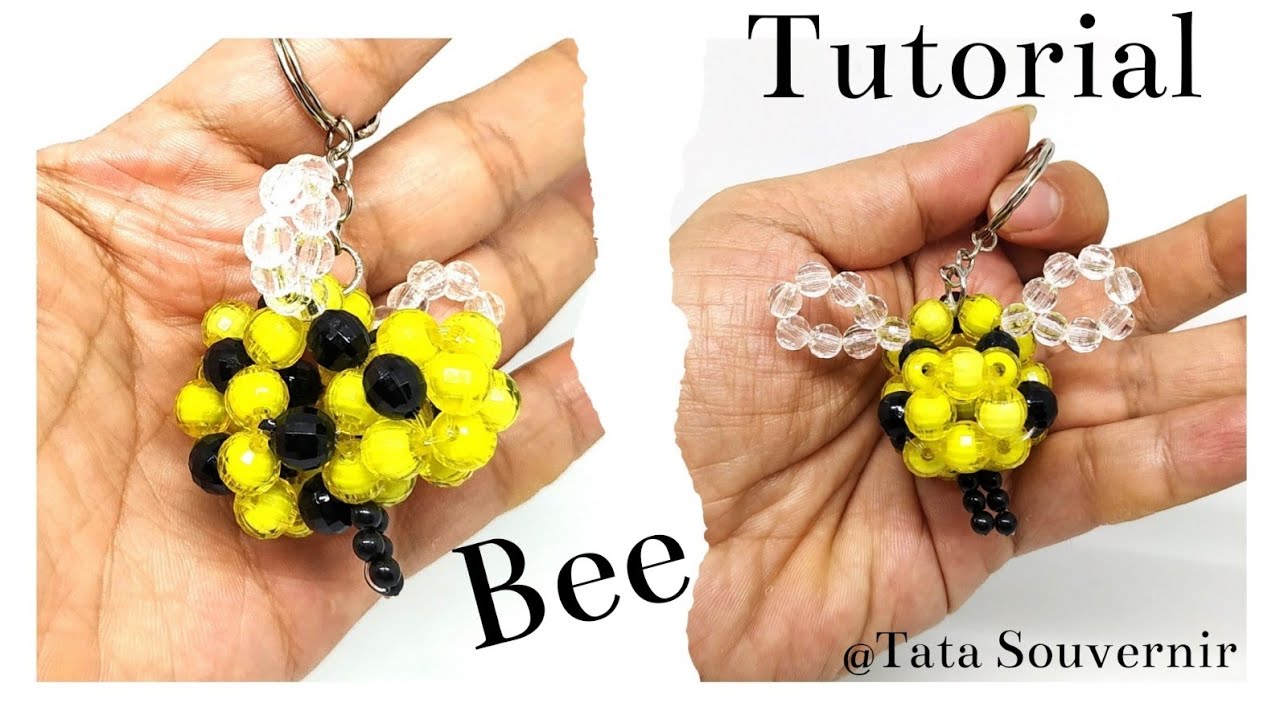 How to Bead Bee Keychain/DIY/Beading Tutorial/Kerajinan manik/Manik manik
