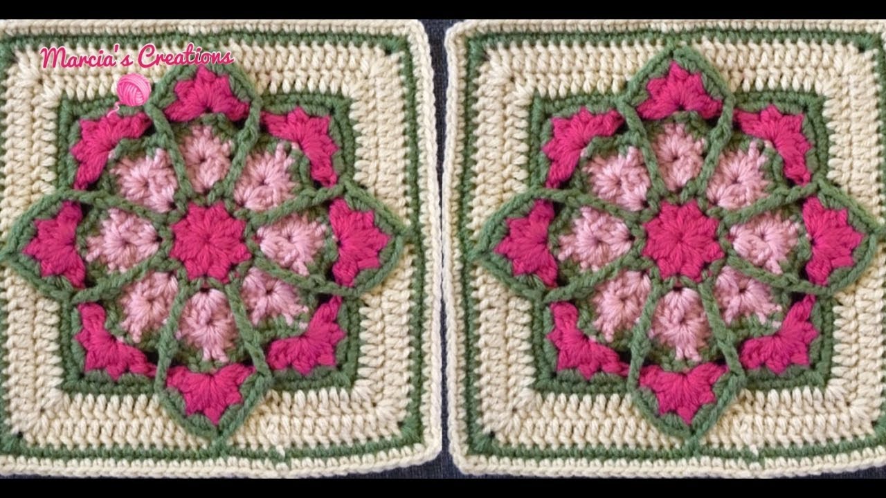 TEJIDOS A CROCHET: Cuadro Vitral Florido/ HOW TO CROCHET: Stained Glass Crochet Square
