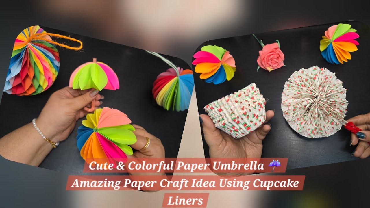 Cute & Colorful Paper Umbrella ☔ & Amazing Paper Craft Idea Using Cupcake Liners @DIYwithME_25 