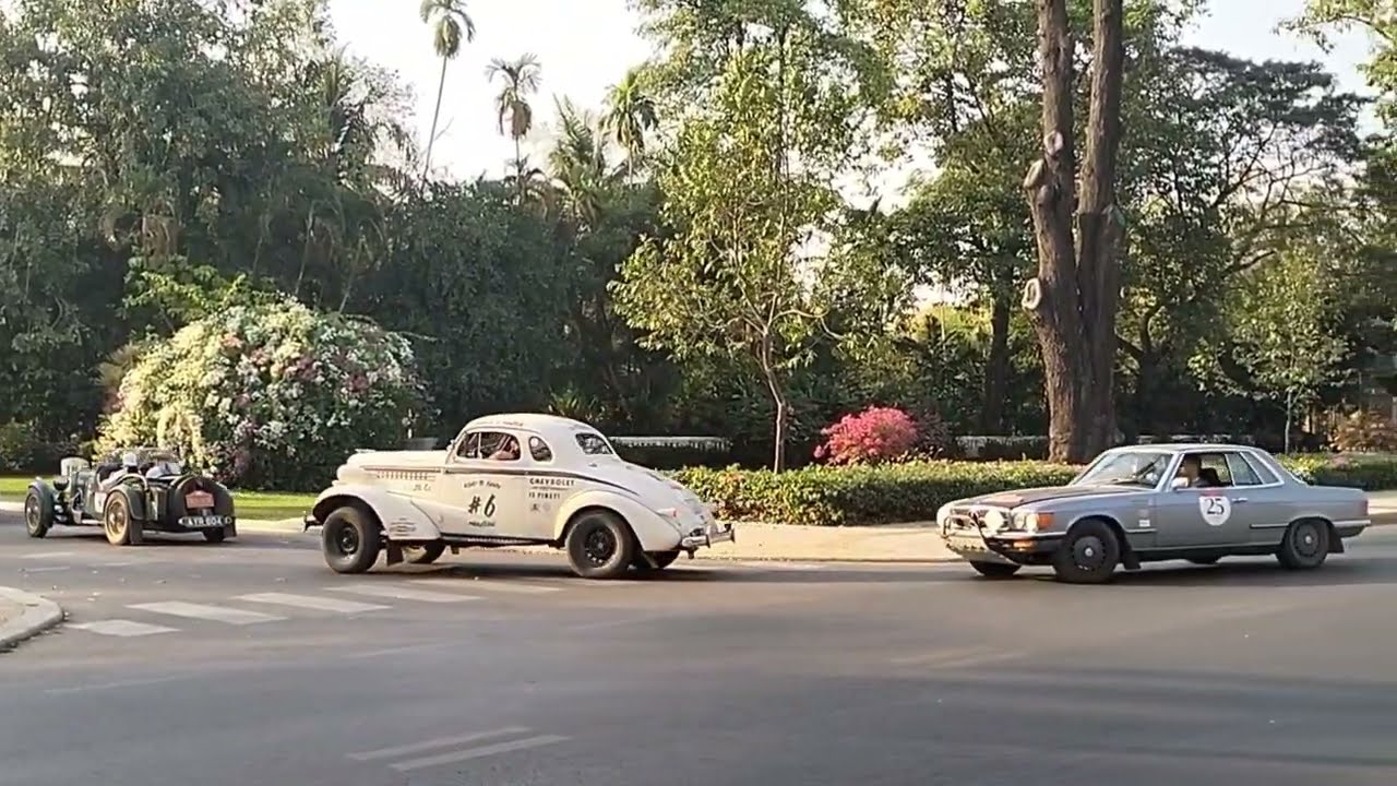 Dozens of European tourists in dozens of classic cars visit Cambodia #europe #cambodia