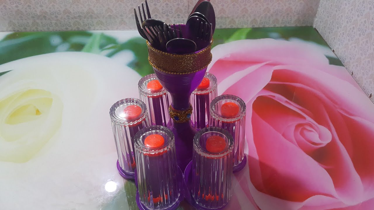 DIY Water Glass Holder My Own Idea Using Recycled Plastic Bottles