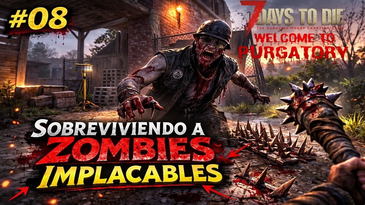 #08 ¡Casi No Sobrevivo a Estos Zombies! -- 7DTD Welcome To Purgatory MOD
