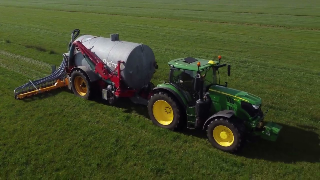 Grasland bemesten | John deere 6155r | Slootsmit | Veenhuis ecoject