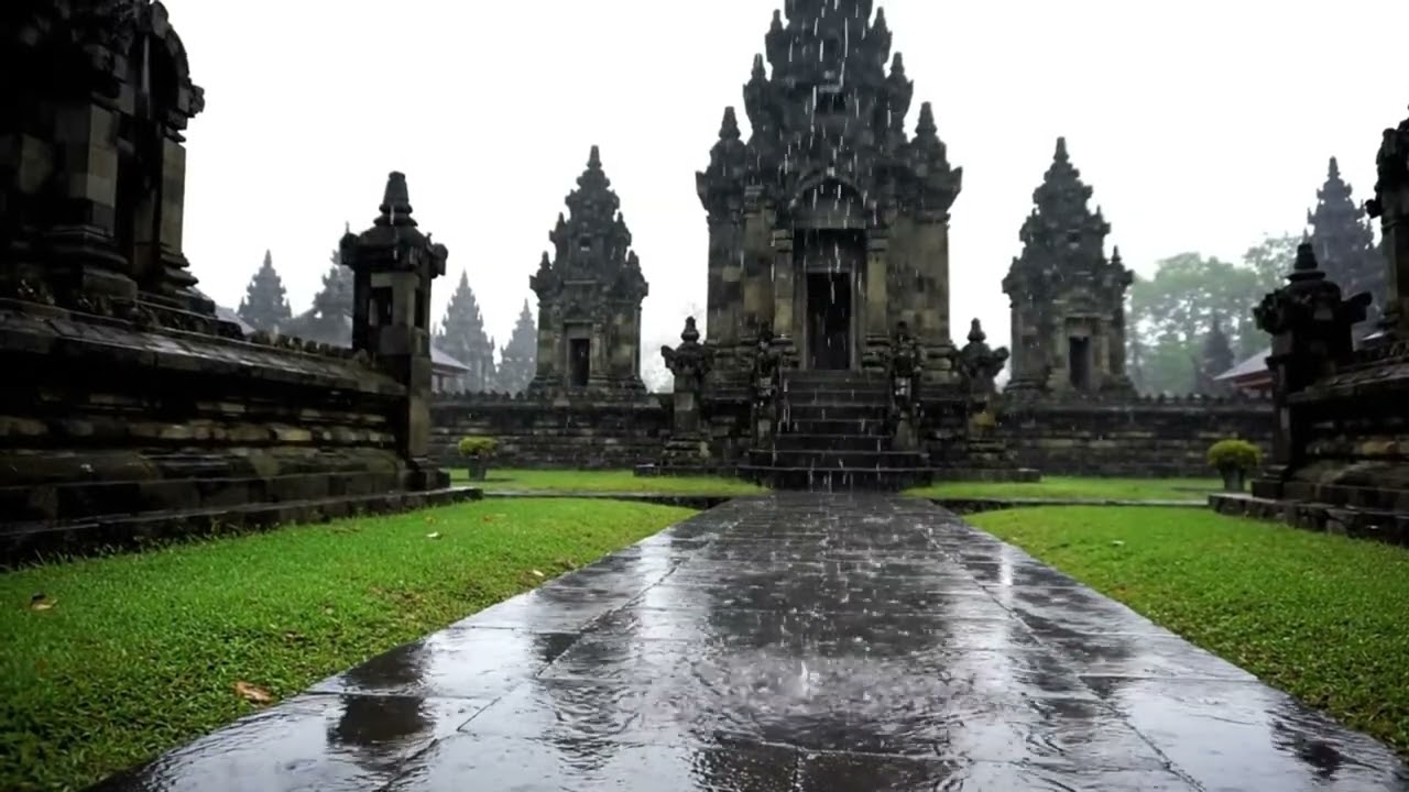 Gentle Rain Embracing the Temple | Soothing ASMR Atmosphere