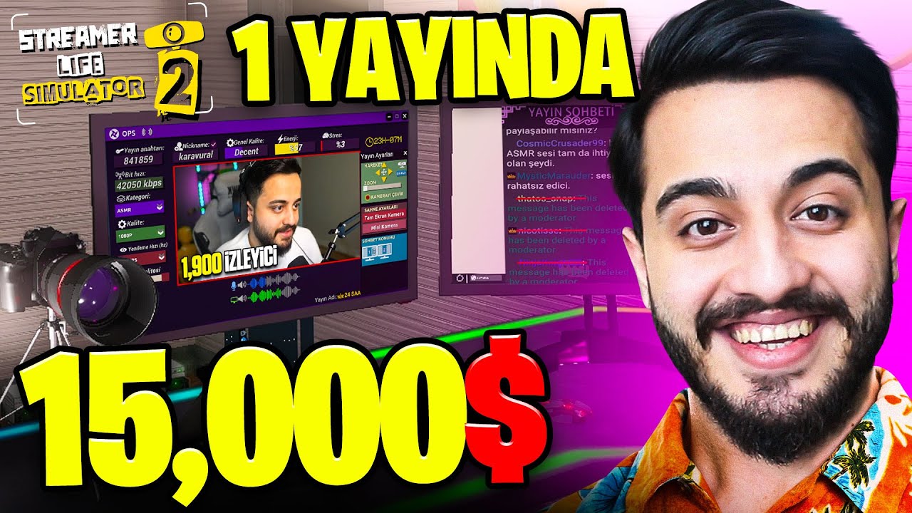 1 YAYINDA 15 BİN DOLAR KAZANDIK! 24 SAAT ÖZEL YAYIN! Streamer Life Simülatör 2 #7
