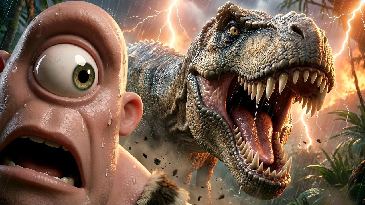 WRONG TURN! 😱 Cyclops Chased by Angry T-Rex!