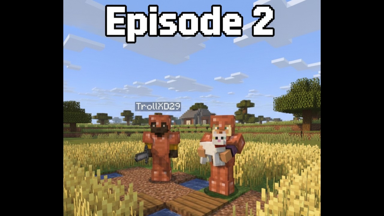 Tamed a Cat 🐱 & Built a Mini Farm 🌾 |  Minecraft Survival – Episode 2