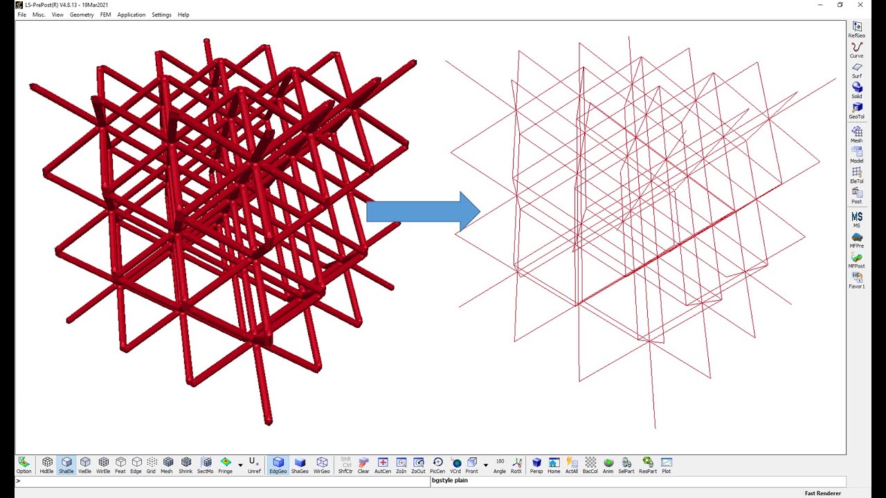 Lattice Structure: from Solid to Beam elements