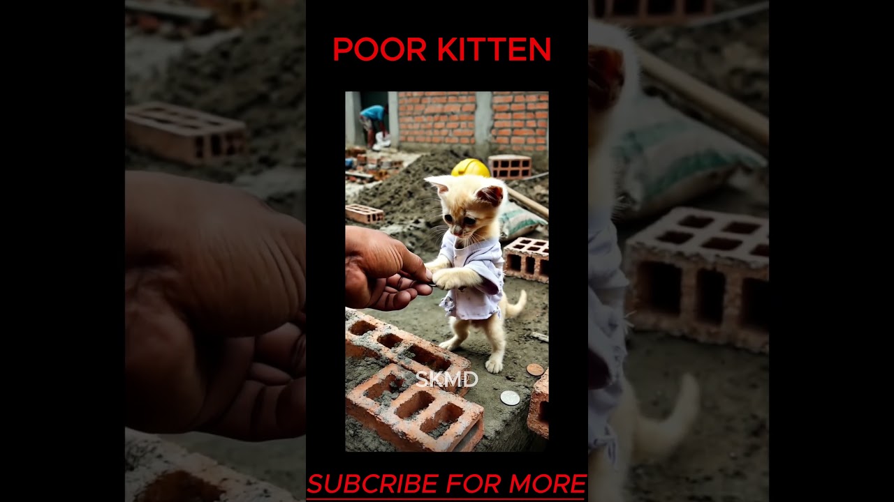 Poor kitten ridiculed by friends for playing with old motorbike toy in the dump #skmd #cat #shorts