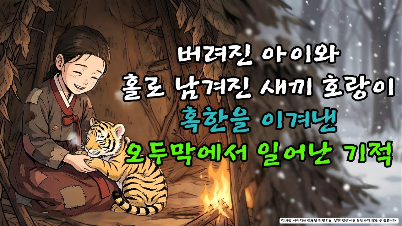 버려진 아이와 홀로 남겨진 새끼 호랑이가 혹한을 이겨낸 감동 실화, 오두막에서 일어난 기적 (AI 기반 허구 이야기) |야담·민담·전설·설화·옛날이야기·야사·오디오북