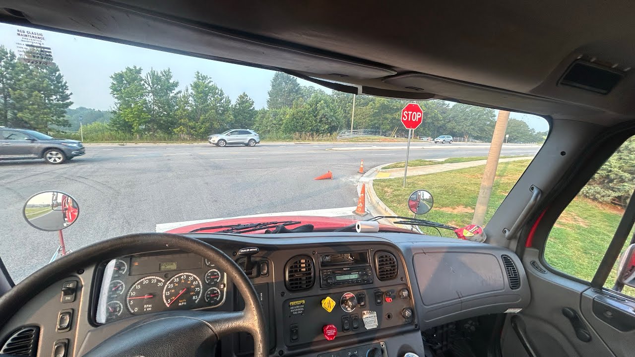 Rookie Truck Driver Runs Over Traffic Cones