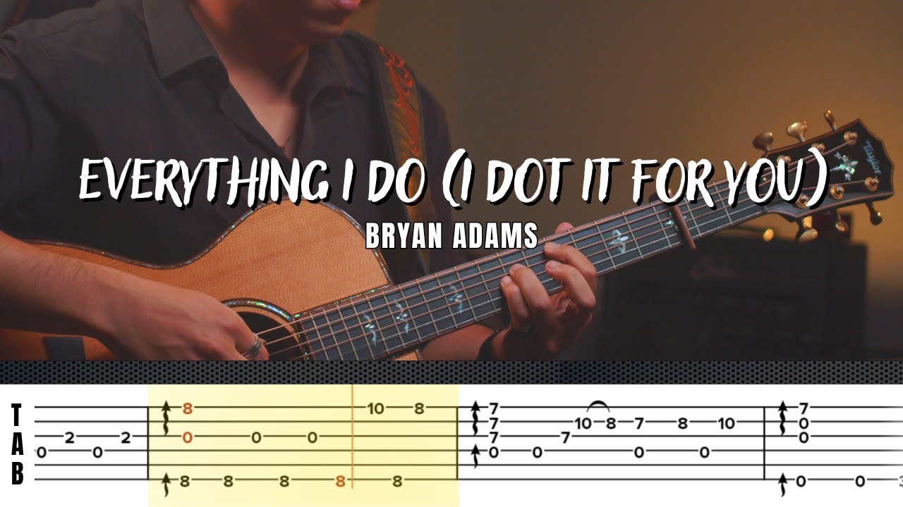EVERYTHING I DO (I DO IT FOR YOU) - BRYAN ADAMS guitarra Fingerstyle | Tutorial | TAB fácil