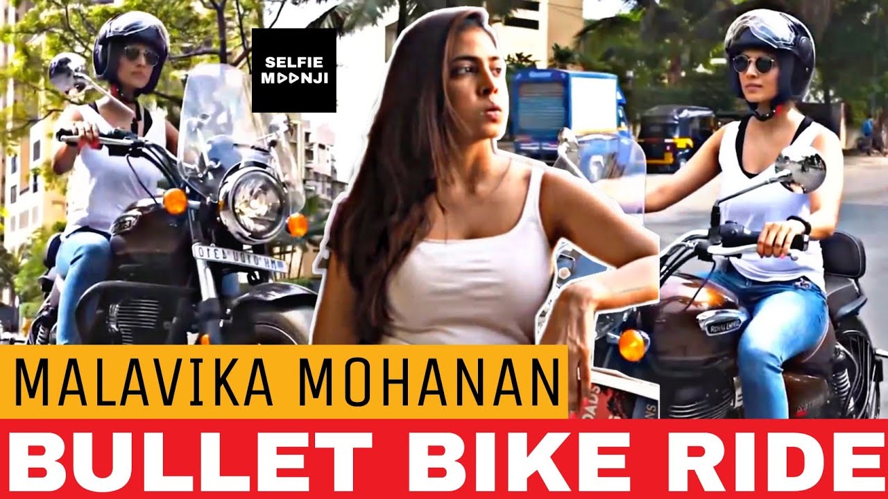 Master Malavika Mohanan Bullet Bike Ride Video | Actress Malavika Bike Riding Video | Selfie Moonji