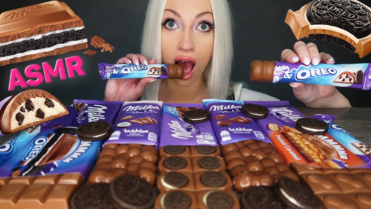 ASMR Milka Chocolate Party 🍫 Oreo (OREO, MILKA CHOCOLATE MUKBANG 먹방) ASMR Crunchy Eating Sounds