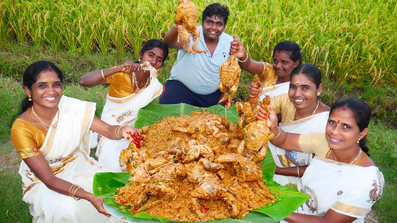 FULL CHICKEN BIRIYANI COOKING AND EATING IN VILLAGE with village food safari Suppu |CHICKEN BIRIYANI