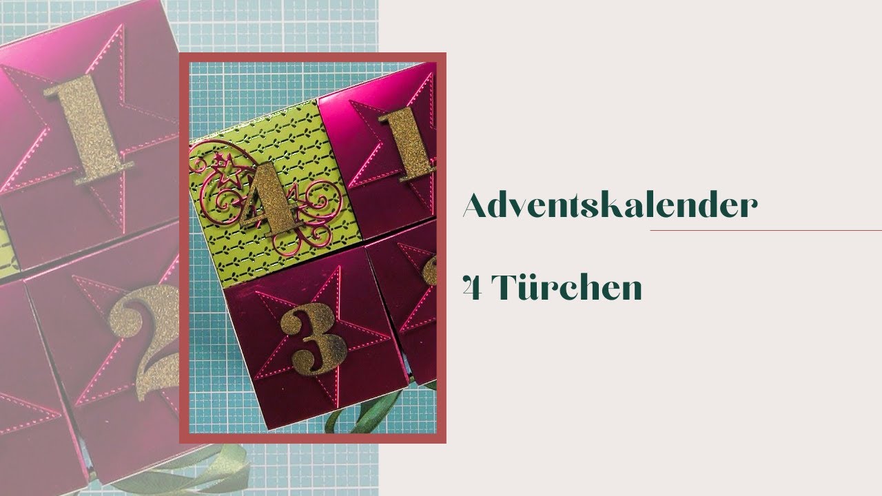 Roll Up Adventskalender DIY 4 T&uuml;rchen Sterne Stampin' Up! Weihnachten Kussrot metallic