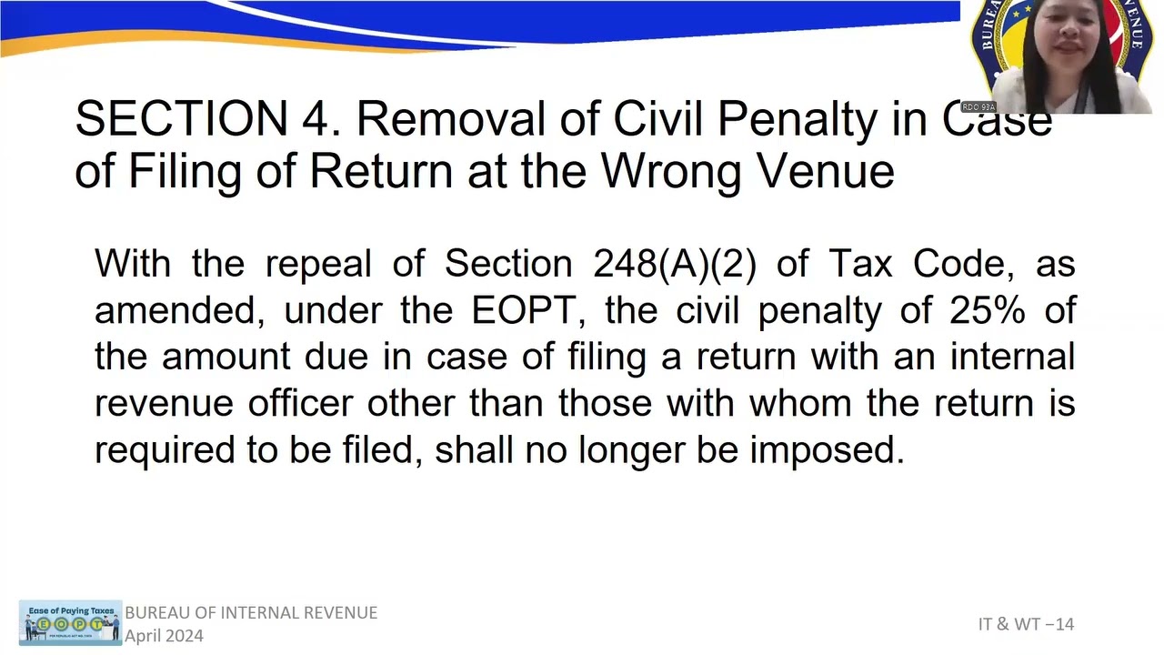 EOPT: Filing and Tax Return Payment of Taxes