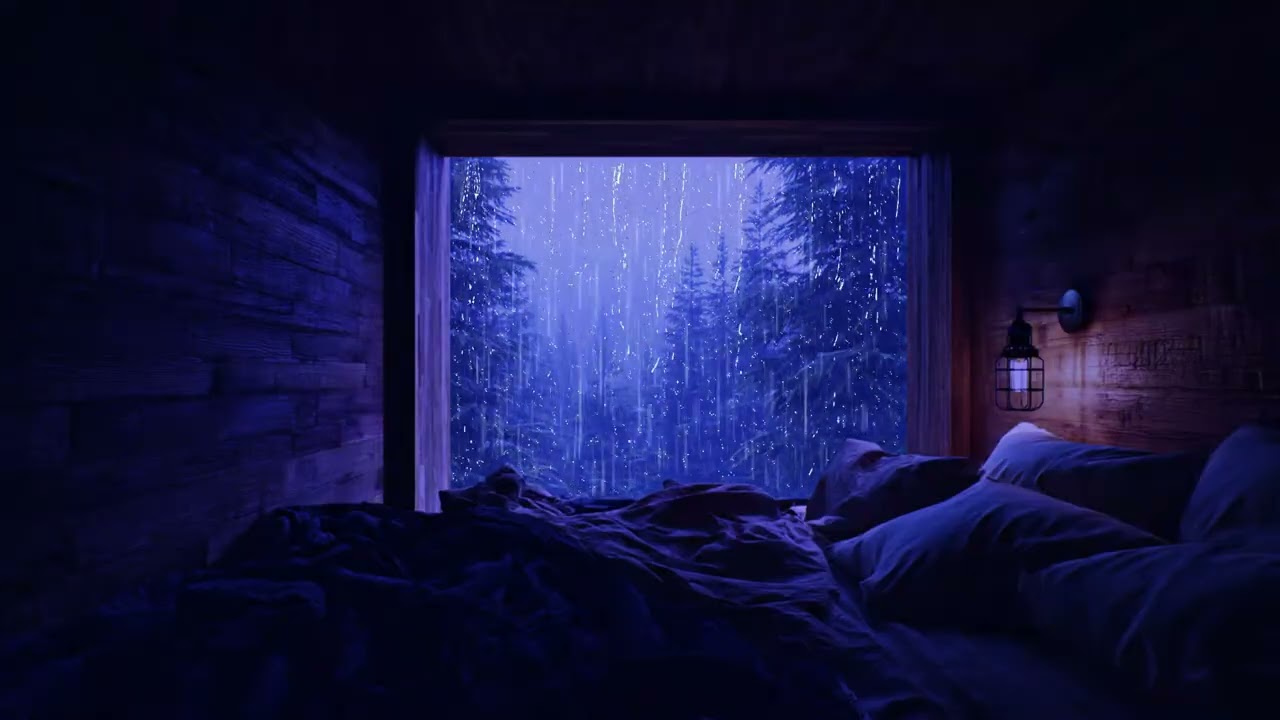Instantly Sleep in cozy bedroom at rain Sounds For Sleeping - Soothing Rainfall for Insomnia Relief