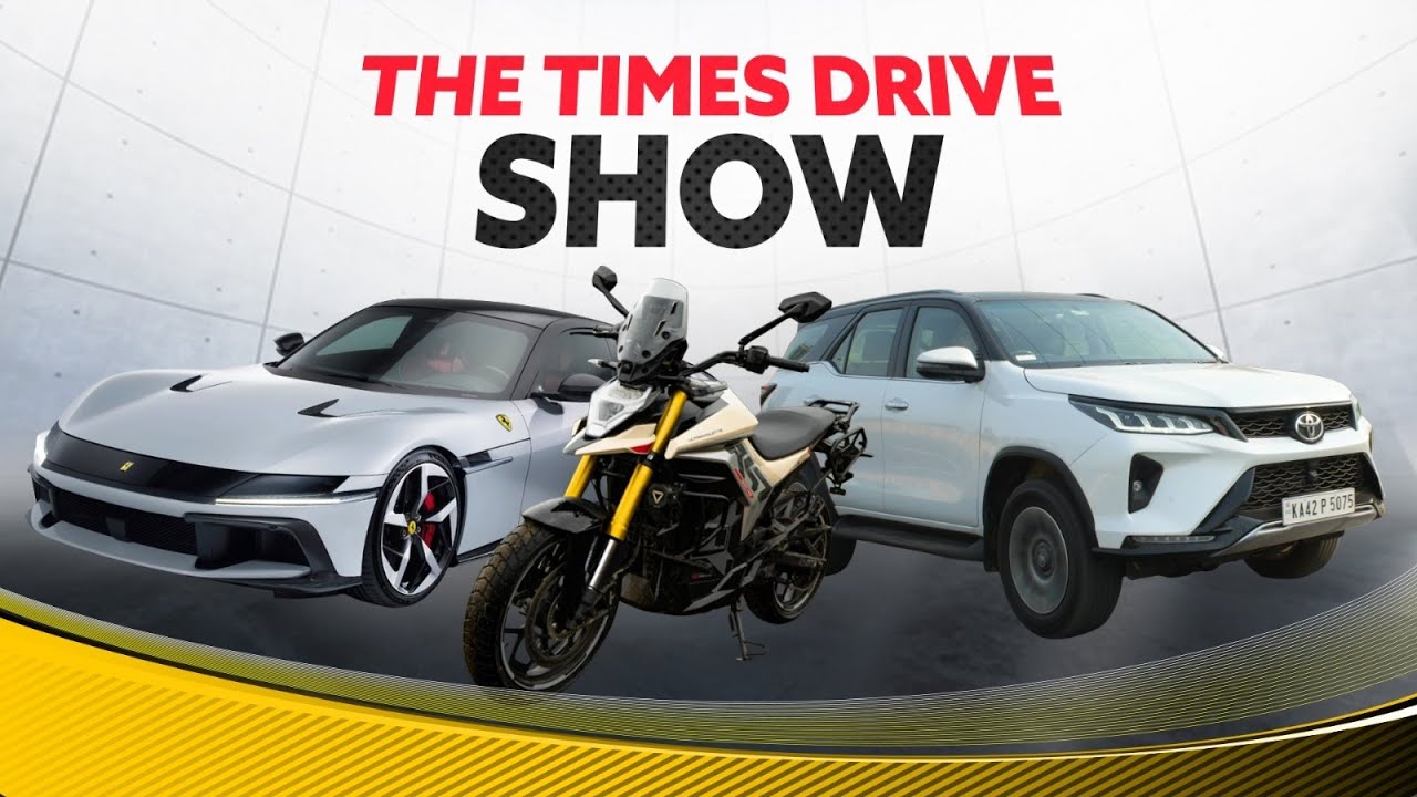 Times Drive show English: Ferrari 12 Cilindri, Ultraviolette X-47 Electric, Toyota Fortuner Neo.