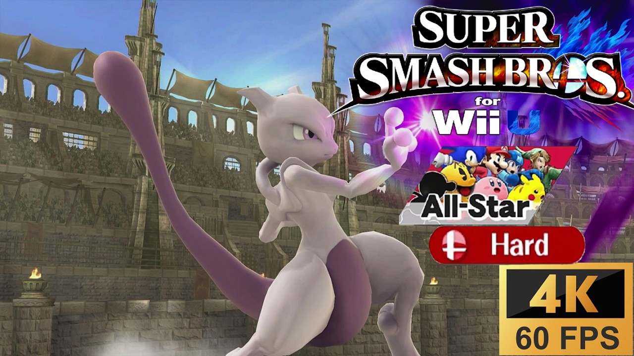 Super Smash Bros. Wii U All Star Mode on Hard with Mewtwo [4K 60FS]