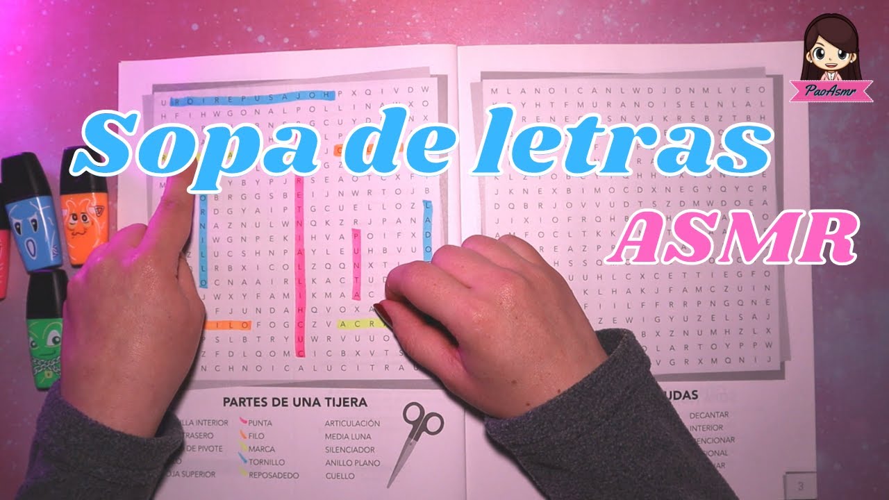 ASMR Español/ Asmr buscando palabras en sopa de letras* / Susurros para dormir.
