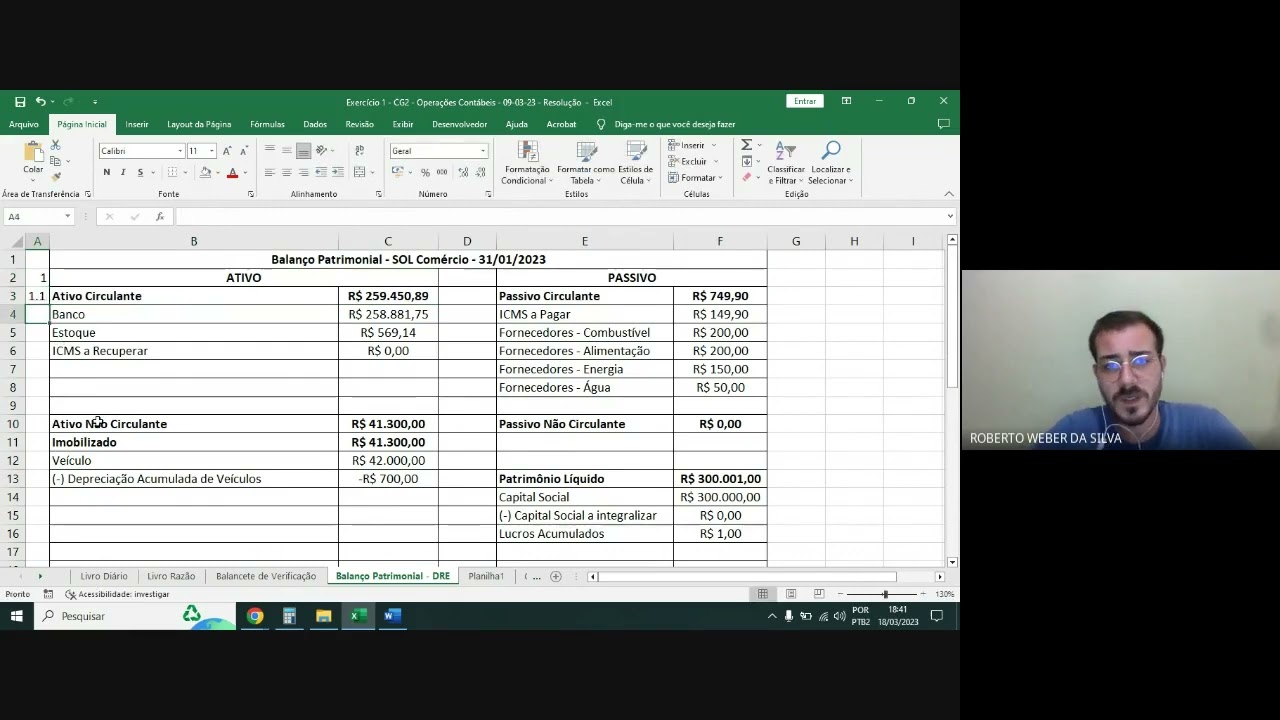 Contabilidade Geral 2 - Correção Exercício 1  (09-03-2023)