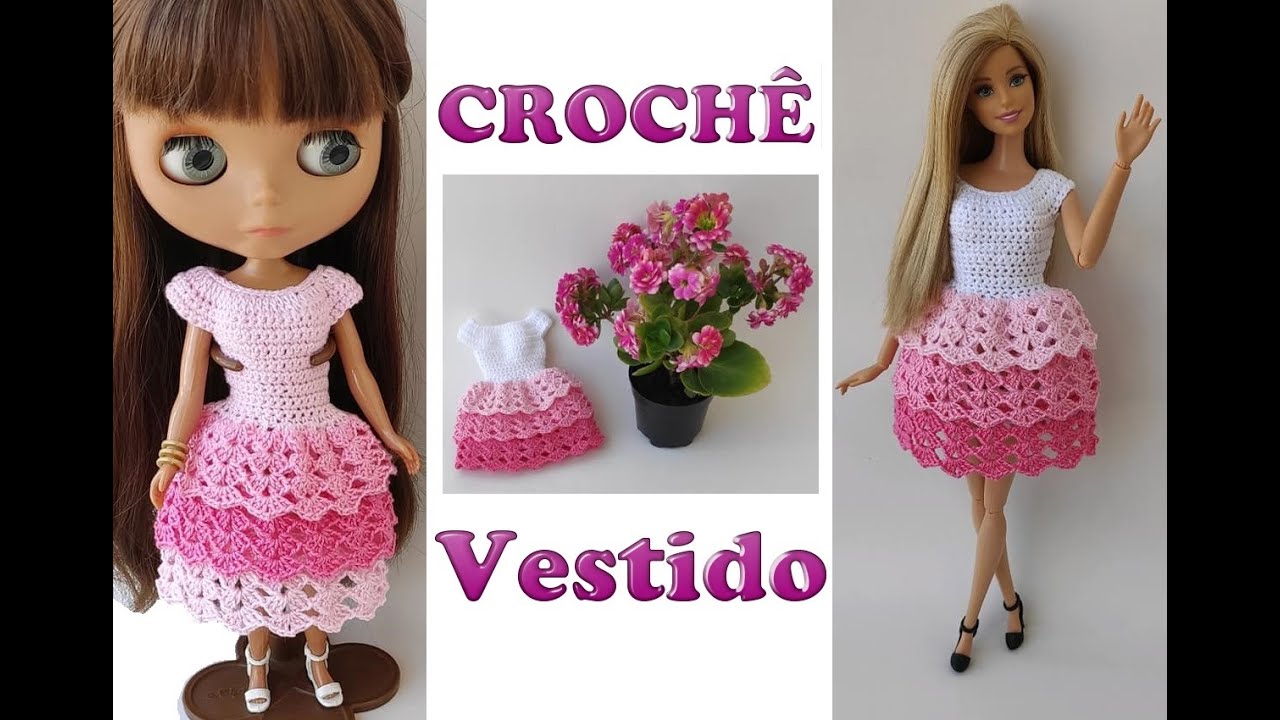 Vestido com saia de babadinho em crochê - Passo a passo.