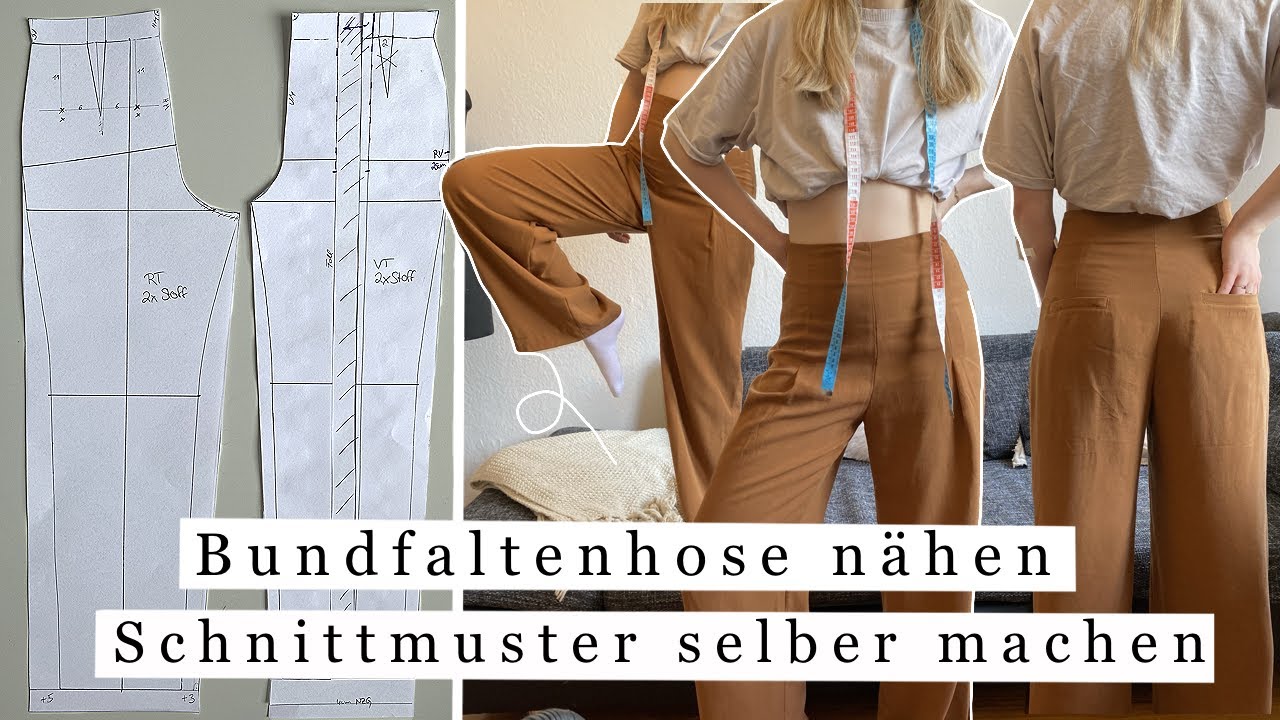 Bundfaltenhose mit Paspeltasche & Nahtreißverschluss nähen // Wie man ein Schnittmuster selber macht