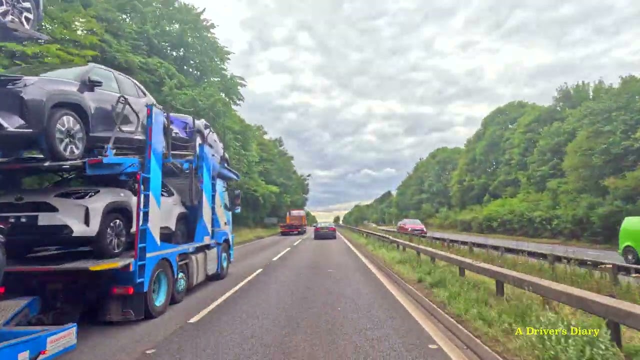 Driving from M1 Tibshelf Services Southbound to A38 West in 4K