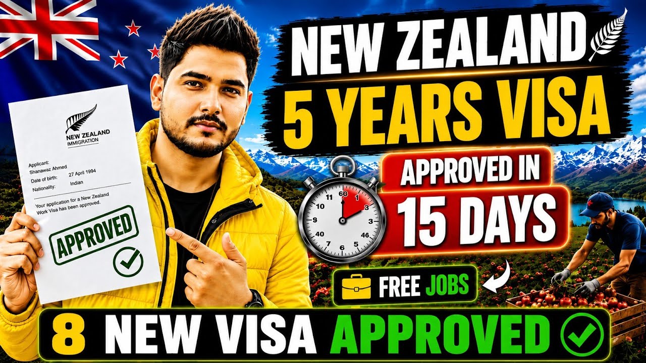 🔥New zealand 🇳🇿 8 Visa Approval In 15 Days ✅️ 5 Year Work Visa | No IELTS No agent 