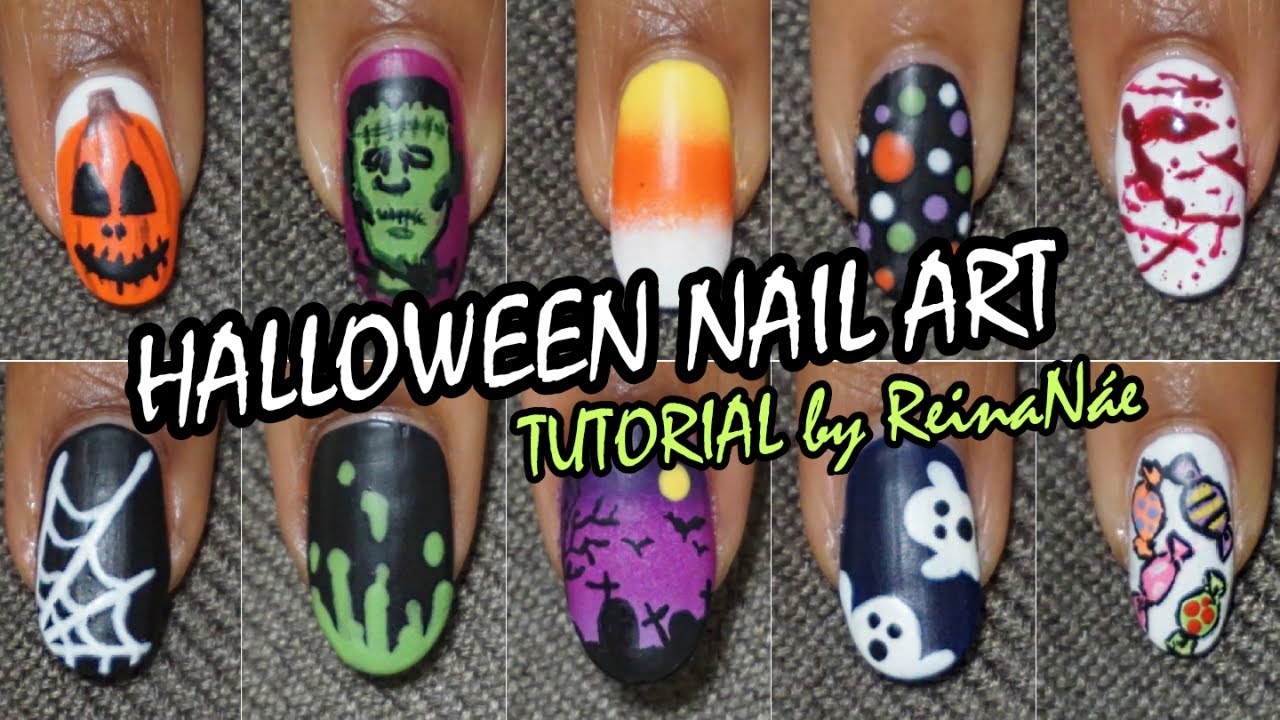 Halloween Nail Art | 10 Easy Designs | Freehand Nail Art Tutorial