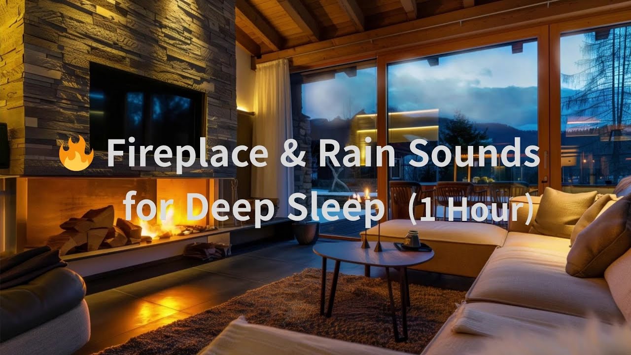 🔥 Fireplace & Rain Sounds for Deep Sleep (1 Hour)Cozy Night Ambience for Anxiety Relief & Relaxation