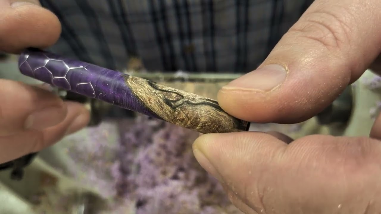 Purple Aluminum and Curly Koa Hybrid Editor Pen with Pilot G2 Conversion